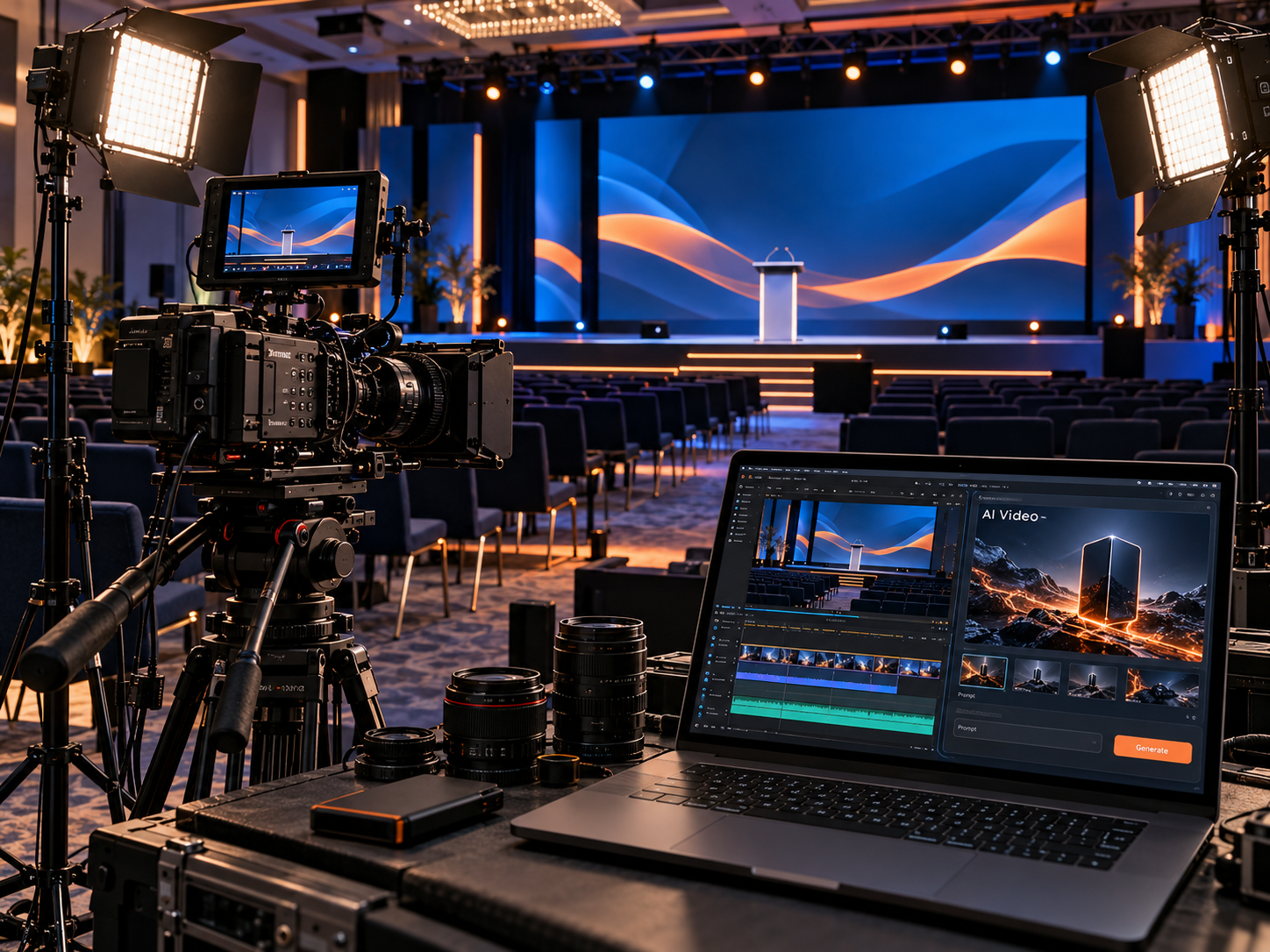 Video editor working with footage, colour grading and an editing timeline.