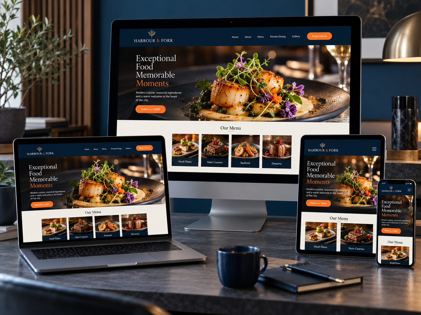 Website designer working on a desktop website layout.